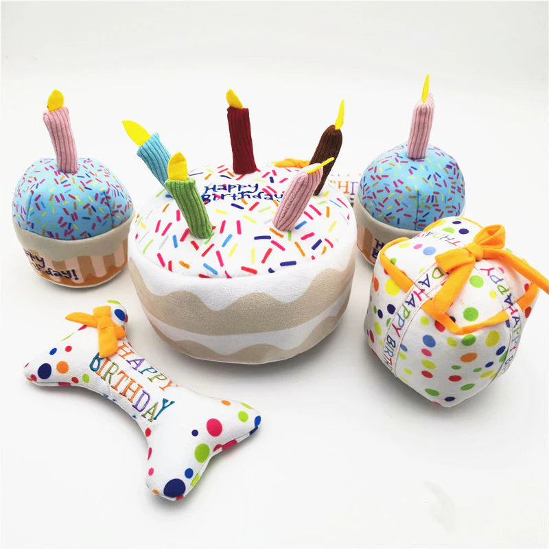 Celebrate Your Pup's Special Day with the Cute Dog Birthday Cake Plush Toy
